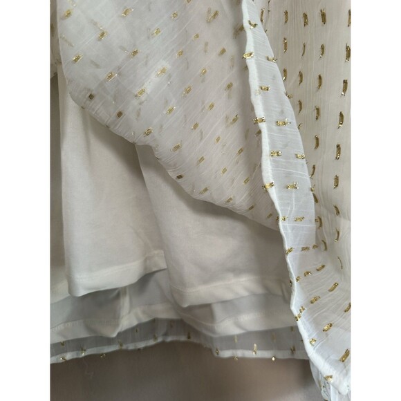 Old Navy Women’s Small White & Gold Sparkly Boho Chiffon Blouse Top Holiday - Picture 4 of 9
